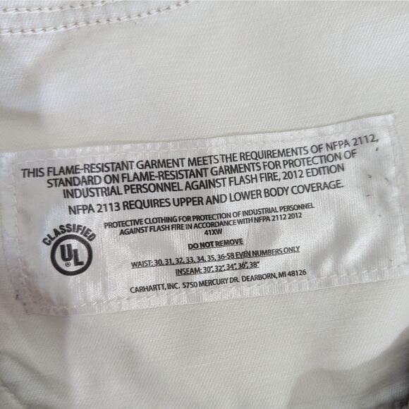 Carhartt Khaki NFPA 2112 Flame Resistant Work Pants Multiple Pocket Size 40W 32L - Picture 10 of 11